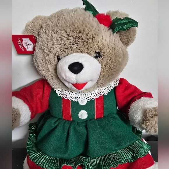 Set of 2 Christmas Holiday Time Snowflake 2024 Teddy Bear Tan, Girl & Boy 20" - Picture 10 of 15